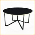 thumbnail image 6 of 3-Piece Living Room Coffee & End Table Set: Round Black Tempered Glass Top, Metal Frame, Easy-Clean Modern Style, 6 of 6