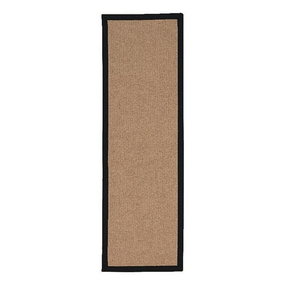 Linon Empire Machine Tufted Wool 2'6"x12' Rug in Cork Brown and Black