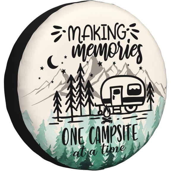 Spare Tire Cover for RV Camper Trailer Making Memories One Campsite at a Time, Weatherproof Universal Wheel Cover for RV Travel Trailer Camper Truck 14 inch