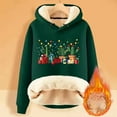 thumbnail image 2 of Sweat à Capuche Imprimé Série Cactus de Noël en Velours Décontracté pour Femmes, Manches Longues, Doublé, Tunique, Fermeture Éclair, Rouge TTTG, 2 of 4