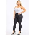 thumbnail image 2 of Plus Size Tummy Control Sculpting Treggings - Black, White Stripes, 2 of 8