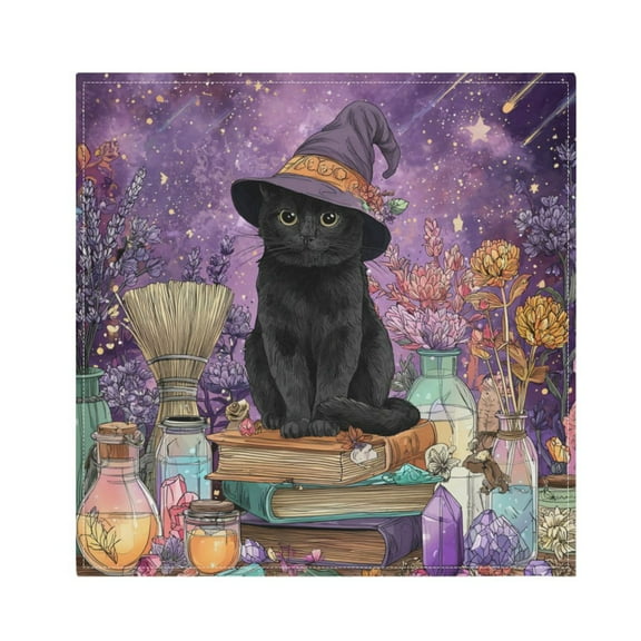Qxltty Witch Cat Napkins 20×20in Perfect for Parties Dinners Weddings Cocktail Housewarming Cloth Napkins Set of 6