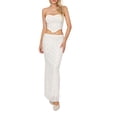 thumbnail image 2 of Cenuakty Women 2 Piece Vacation Outfits Bandage Backless Crop Bandeau Tops and Elastic Long Skirt Streetwear Aesthetic Clothes, 2 of 9