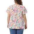 thumbnail image 3 of Agnes Orinda Women's Plus Size Floral Top Front Lace Hollow Crew Neck Short Sleeve Blouse Summer Casual Shirt 3X White, 3 of 5