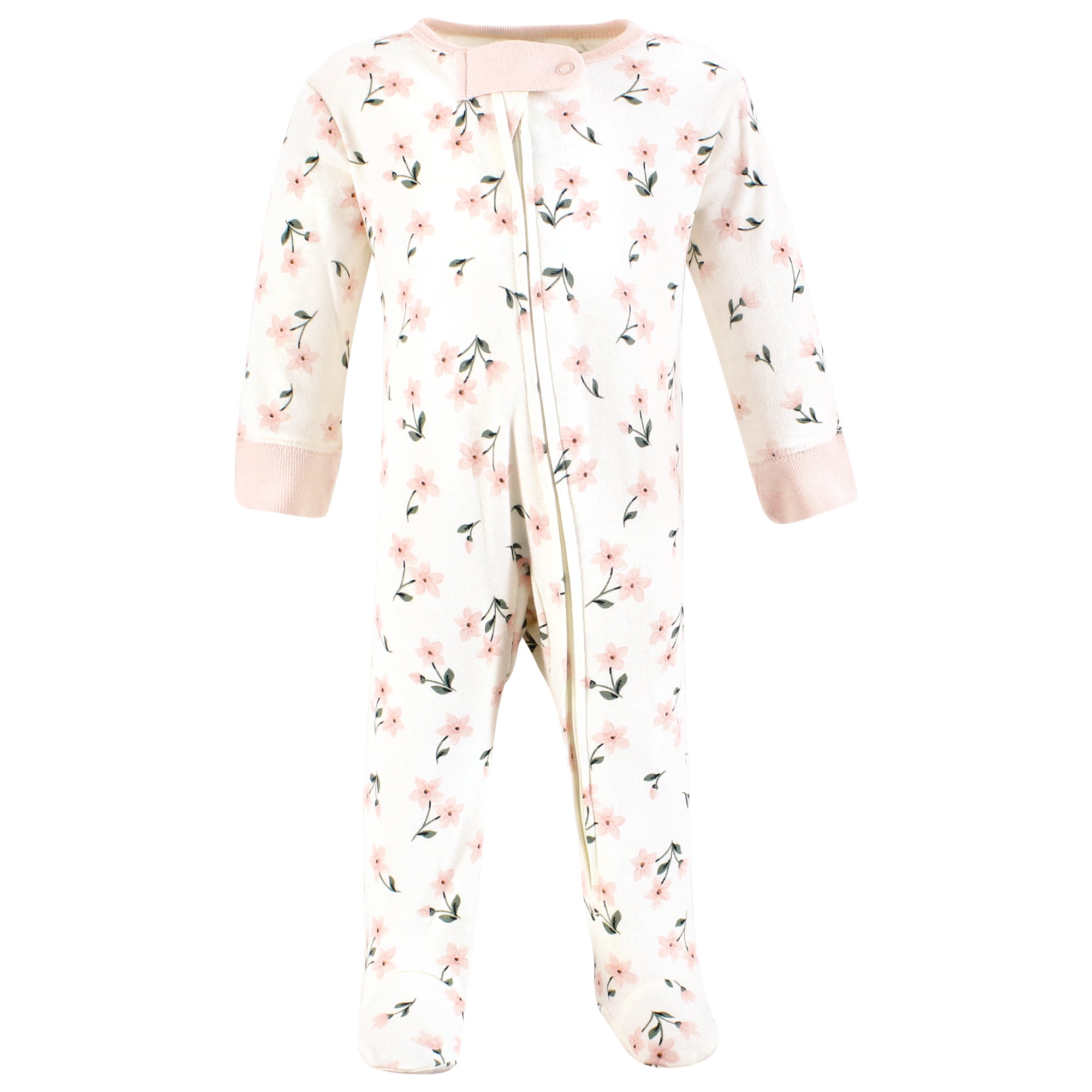 Touched by Nature Baby Girls Organic Cotton Sleep and Play, Soft Wildflower, 3-6 Months