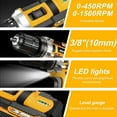 thumbnail image 4 of DEISNGB 21V Cordless Drill, 59Pcs Power Drill Set with 3/8 Inch Keyless Chuck, 25 1 Clutch Electric Drill with Work Light, Max torque 45Nm, 2-Variable Speed & 2 Battery and Fast Charger, 4 of 11