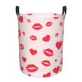thumbnail image 1 of TEQUAN Waterproof Laundry Hampers, Valentines Day Lips Hearts Pattern Clothes Storage Basket with Handle (S), 1 of 7
