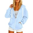 thumbnail image 1 of Sweat à Capuche Léger et Décontracté pour Femmes avec Poche Zippée pour Usage Quotidien en Automne et Saisons, 1 of 4