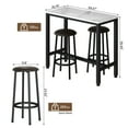 thumbnail image 5 of Cvortll 3-Piece Bar Table and Chairs Set, White Faux Marble High Top Pub Table with 2 PU Leather Stools, Tall Bar Table for Kitchen & Dining, Breakfast Bar Table for Small Spaces, 5 of 12