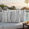 thumbnail image 4 of Black Outdoor Waterproof Pillow Covers, Abstract Lines Gradient Minimalist Modern Texture Decorative Rectangle Throw Pillowcase Sofa Cushion Sham for Patio/Couch/Chair, 20"x12" 2 Pack, 4 of 8