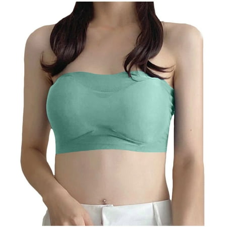 GENGING Bras Women Ice Silk Girls Bandeau Strapless Girls Bandeau Strapless With Traceless Breathable Hidden Deals 2024 Underwear Inside