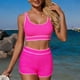 thumbnail image 4 of Mujeres Casual Tank Tops Color Sólido Bikini Conjunto con Alta-Corte Bottoms para Entrenamientos de Gimnasio Y Piscina, 4 of 5