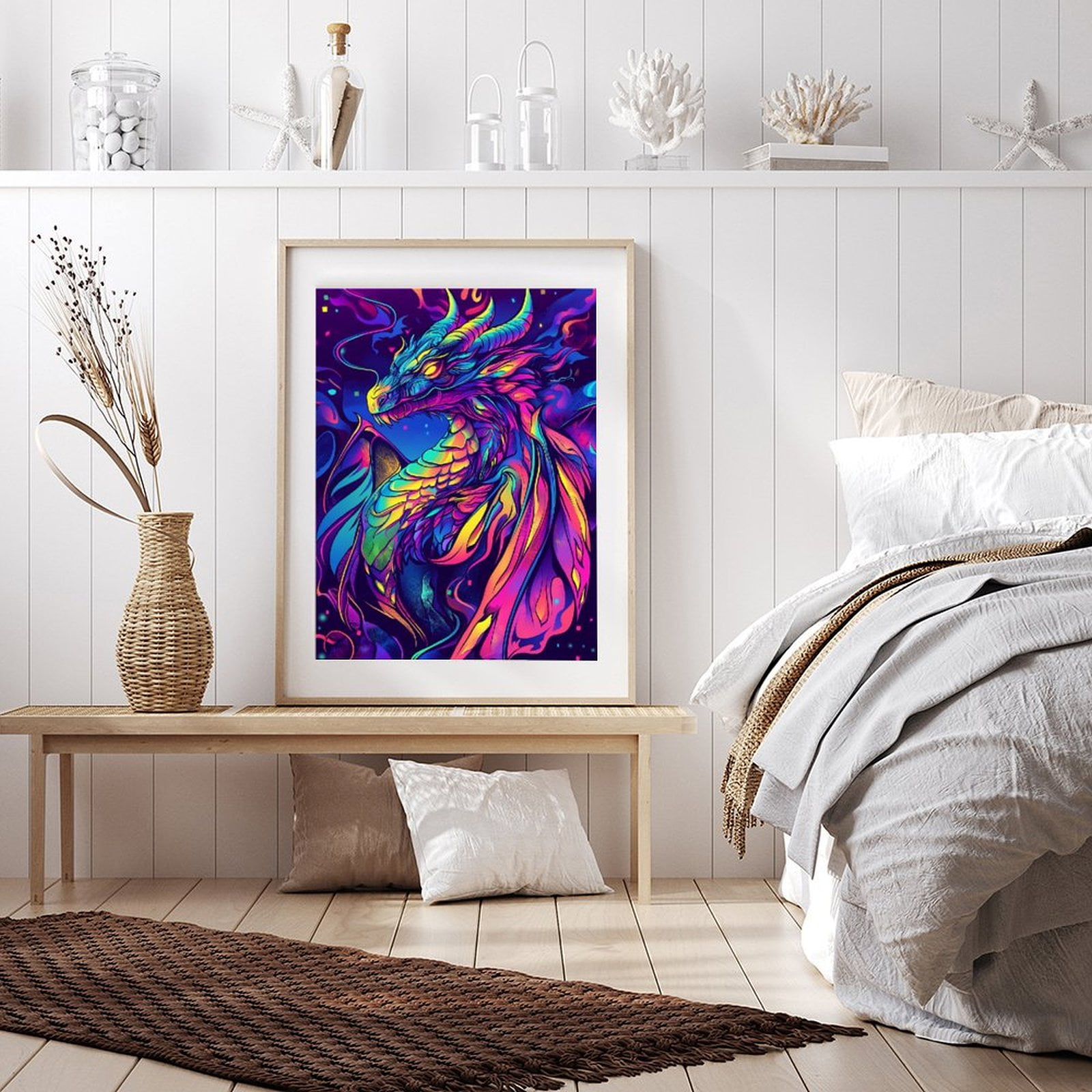 Diamond Art Kits for Adults - 5d Neon Dragon Fantasy Art Diamond Painting for Adults, Diamond Art for Adults Beginners, Diamond Painting Kits for Adults for Home Wall Decor