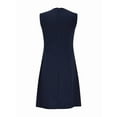 thumbnail image 2 of Women'S Formal Work Mini Dress Casual Summer Sleeveless Elegant Button Bussiness Office Outfits Navy Blue M, 2 of 7