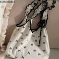 thumbnail image 2 of Bolsos de hombro LinDeJuan con estampado de lazo y volantes Y2k gran capacidad para mujer, 2 of 5