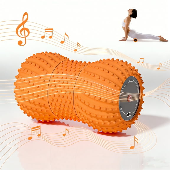 2 in 1 Vibrating Peanut Massage Ball with Bluetooth Speaker, Rechargeable Vibrating Massage Yoga Roller Ball, Electric Massager Roller for Muscle Pain, Promote Muscle Recovery, Orange