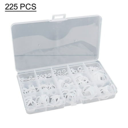 225pcs Silicone Rubber O-Ring Assortment Kit Metric VMQ Sealing Gasket Set White