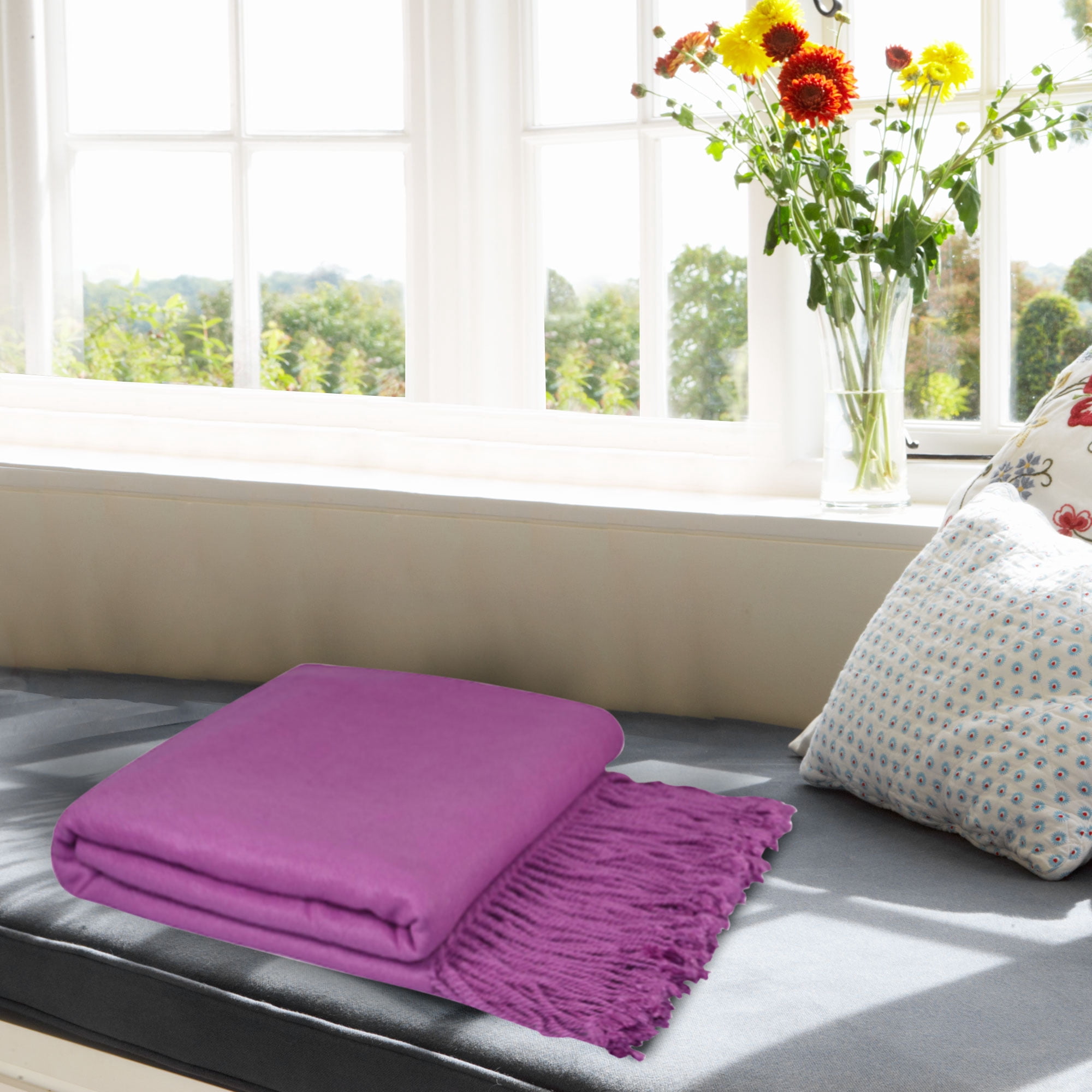 Unique Bargains Viscose Decorative Throw Blanket, 50" x 65" Orchid