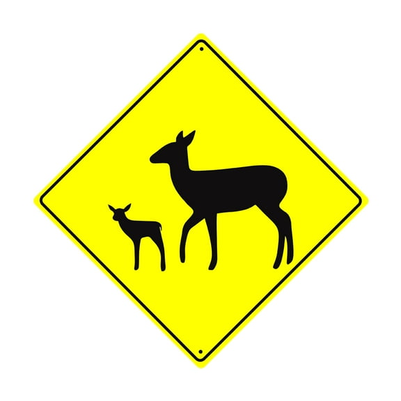 Deer With Fawn Crossing Animal Xing Novelty Road Notice Aluminum Metal Sign