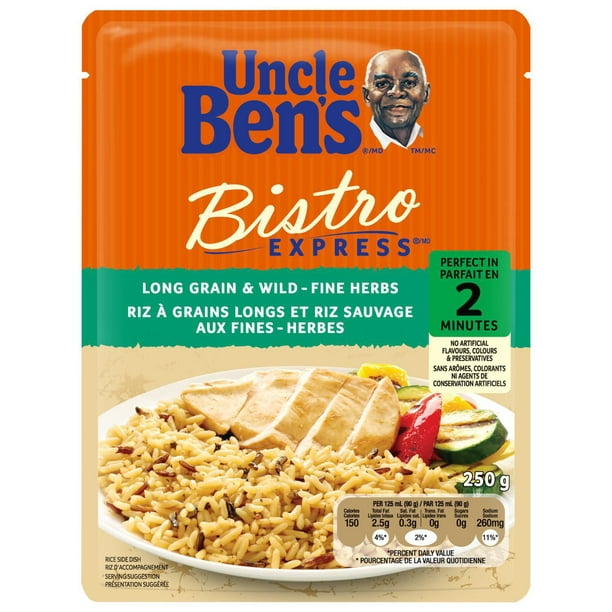 Riz à grains longs et riz sauvage aux fines herbes Bistro Express de marque Uncle Ben's, 250 g La perfection à tout coup