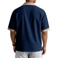 thumbnail image 5 of Men Short Sleeve Button Down Shirt with Contrast Trim Notched Collar Relaxed Fit Casual Top for Everyday Wear, 5 of 8
