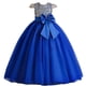 thumbnail image 1 of Vestidoo Formal Vestido de cintura alta con cuello redondo y elegante vestido de princesa con vuelo para niñas Kuymtek Azul 6-7- años para Niña, 1 of 9