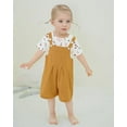 thumbnail image 4 of ZOEREA Toddler Girl Clothes, 2Pcs Baby Girl Outfits Spring/Summer Stripe/Floral T-Shirt+Bib Overall Shorts Clothing Set 1-5T, 4 of 8
