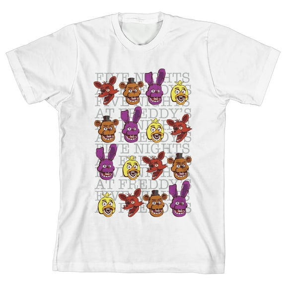 Five Nights At Freddy's Characters Boy's White T-shirt-Medium
