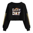 thumbnail image 2 of Mifsaly Football Tee Women Football Graphic Cropped Sweatshirts Crewneck Long Sleeve Pullover Team Fans Game Day Sweatshirt S, 2 of 5