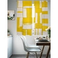 thumbnail image 4 of Abstract Art Sheer Curtains 63 Inches Long 2 Panels Modernism Yellow Color Block Light Filtering Semi Sheer Window Curtains Drapes for Bedroom Living Room 52"x63", 4 of 7