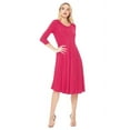 thumbnail image 2 of Women's Loose Fit 3/4 Sleeve Round Neck Jersey Knit A-Line Solid Midi Dress, 2 of 4