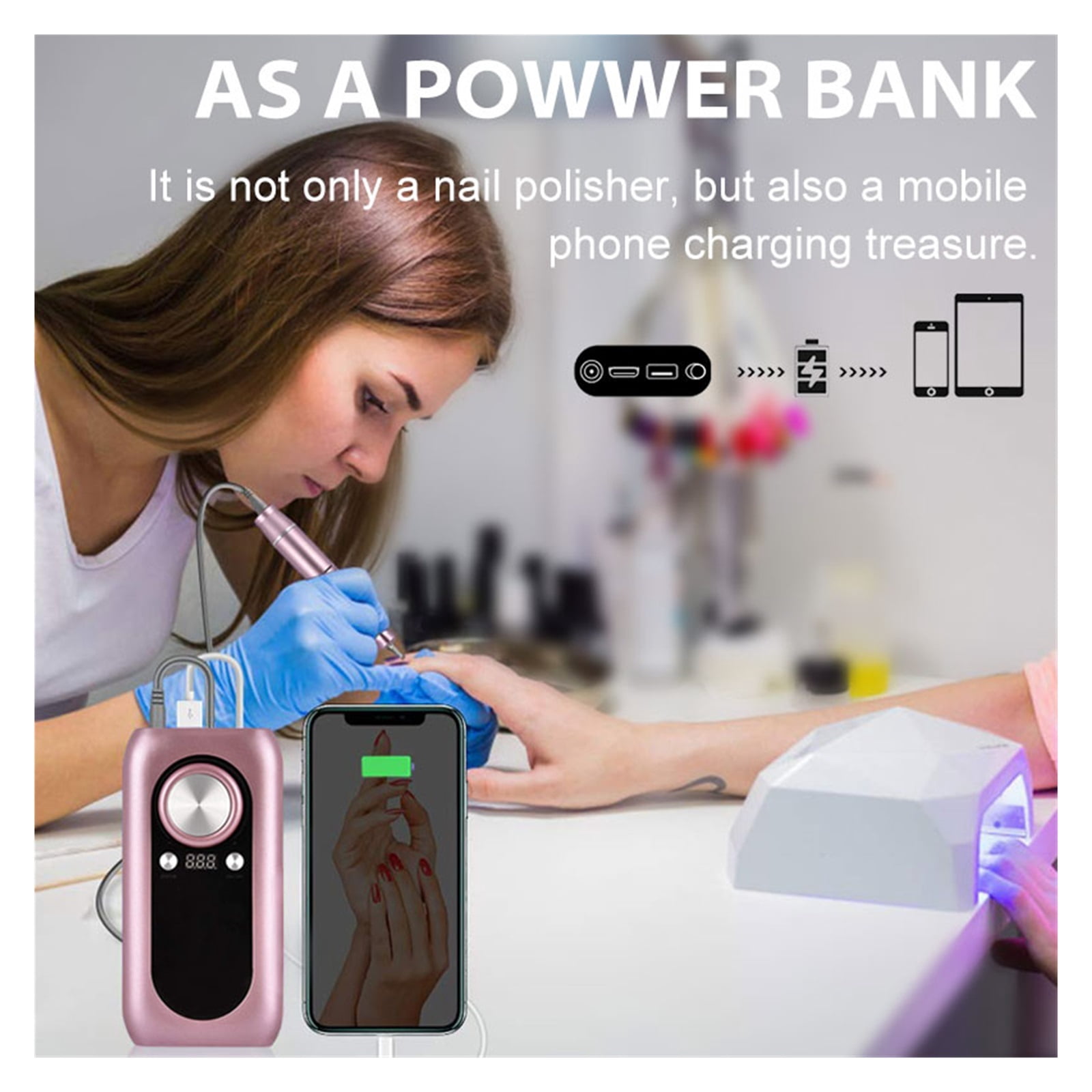 Electric Nail Drill Machine, 30000RPM Pro Manicure Machine, Apparatus For Manicure, Pedicure Kit Nail File With Cutter Nail Tool ,Low Noise