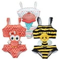 thumbnail image 2 of Traje de baño para niños traje de baño para niñas de una pieza con tirantes de dibujos animados Idea de rayas bordadas dulce, 2 of 5