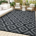 thumbnail image 2 of Waterproof Outdoor Rug Reversible, Lightweight Patio Carpet for Deck, Camping & Balcony - Black & Gray with Storage Bag", 2 of 10