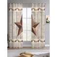 thumbnail image 2 of Western Texas Star Retro Sheer Curtains 63 Inch Length 2 Panels Set for Living Room/Bedroom, Country Farmhouse Gray Wood Grain Kitchen Curtains Grommet Semi-Sheer Curtains Window Treatments 42"x63"x2, 2 of 7