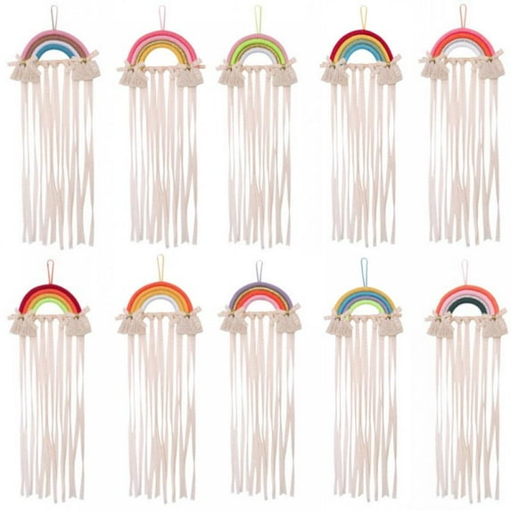 Hair Clips Holder Rainbow Hairbow Holder Colorful Yarn Tassel Headband Holder Organizer Home Decor Hair Accessories Storage for Girls Party
