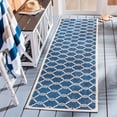 thumbnail image 3 of SAFAVIEH Courtyard Estelle Geometric Indoor/Outdoor Runner Rug, 2'3" x 10', Navy/Beige, 3 of 10