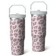 thumbnail image 2 of 1pc Pink Leopard 30oz Tumbler with Straw & Handle - Insulated Stainless Steel Cup | Holiday Gift for Man Women (Christmas, Valentine's, Birthday), 2 of 7