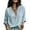 Blue, variant on HAIJIE Women Split Notch Neck Half Placket Three Quarter Sleeve Loose Fit Blouse Solid Tone Crinkled Weave Warm Season Casual Everyday Layering Top Assorted Tone Garment Option (Beige,M)