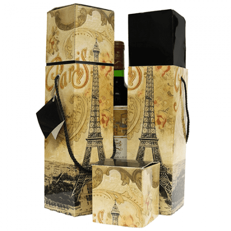 Wine Gift Box - Lafite (x2) Eiffel Collection Reusable Caddy - Easy to Assemble - No Glue Required - Gift Tag and Ribbon Included - Set of 2 - EZ Wine Box by Endless Art (The Worlds Best Box Platinum X2)