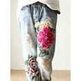 thumbnail image 4 of Pantalones vaqueros elegantes de moda para mujer, nuevos pantalones vaqueros de verano informales con bordado floral, pantalones harén holgados para mujer, 4 of 4