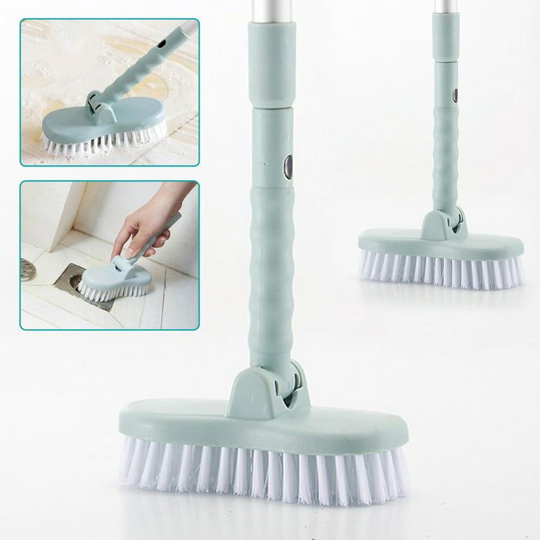 Dodoing 2 in 1 Floor Scrub Brush, Shower Clean Scrubber Brushes with Long Handle 48.6 inch - Stiff Bristles Push Broom for Cleaning Tile, Bathroom