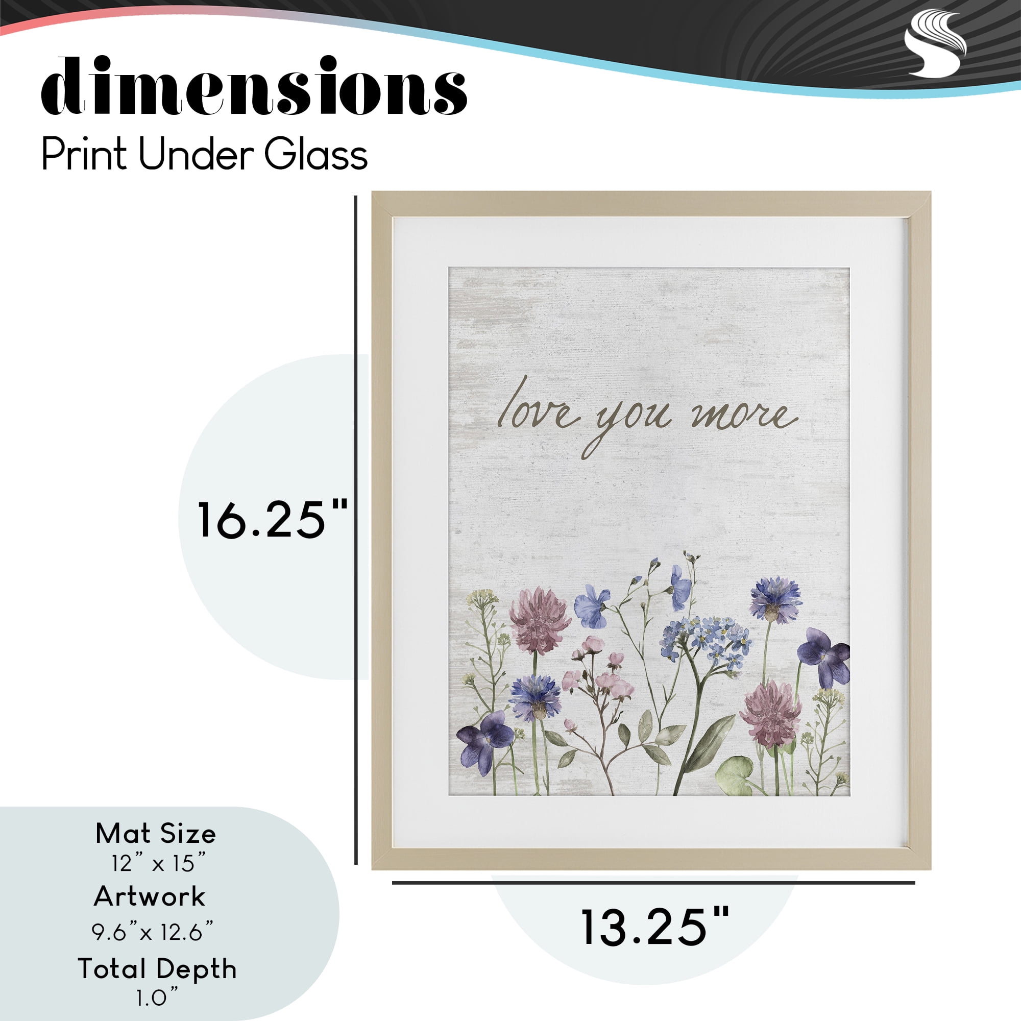 Love You More Wildflowers Birch Framed Print Under Glass, design by Lettered and Lined