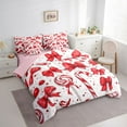 thumbnail image 3 of Homewish Red Bowknot 7-Piece Twin Bedding Sets for Children Kids,Merry Christmas Bedding Comforter Set,Xmas Candy Cane Breathable Sheet Sets,Ultra Soft Home Decor,Reversible, 3 of 8