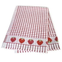 Poli-Dri Cotton Tea Towel Strawberry Red, 2-Pack White/Red