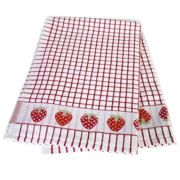 Poli-Dri Cotton Tea Towel Strawberry Red, 2-Pack White/Red
