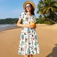 thumbnail image 4 of Susaid Travel1 Pattern Women's Casual Floral Print Crewneck Short Sleeve A Line Boho Maxi Dress, 4 of 6