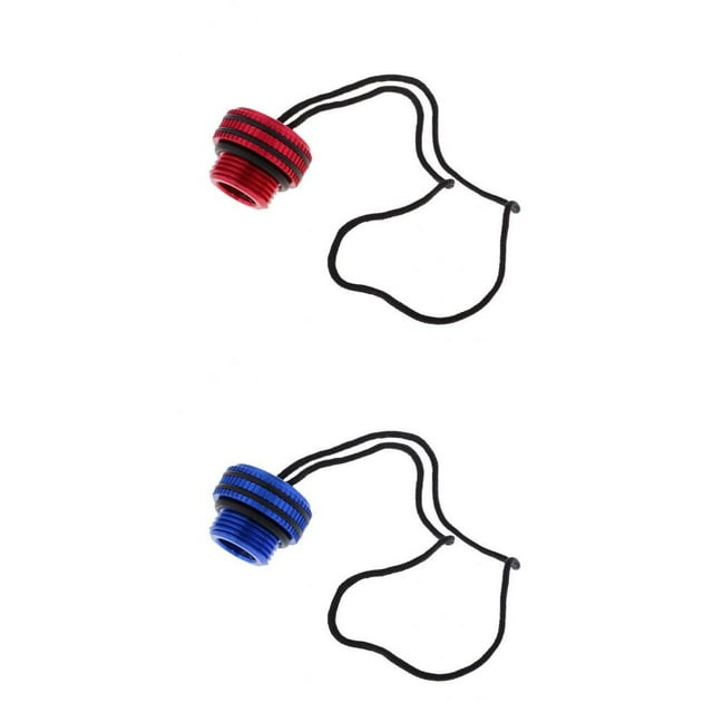de 2 Tapones de Buceo Din Válvula de Tapa Roscada Tapa con Cable de Retención y a prueba de , Rojo + Azul