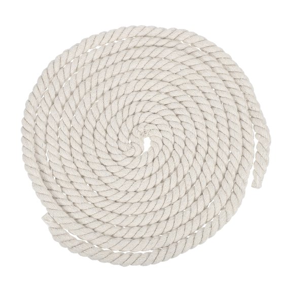 Uxcell 0.47" x 13 Feet White Cotton Rope 12 Strand for DIY Wall Hanging Knotting