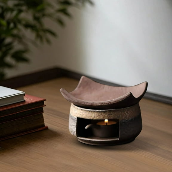 Ceramic Aromatherapy Stove Essential Oil Burner, Handmade Wax Melt & Tealight Warmer with Zen Incense Diffuser, Vintage Pottery Fragrance Holder for Relaxation, Home Office Decor